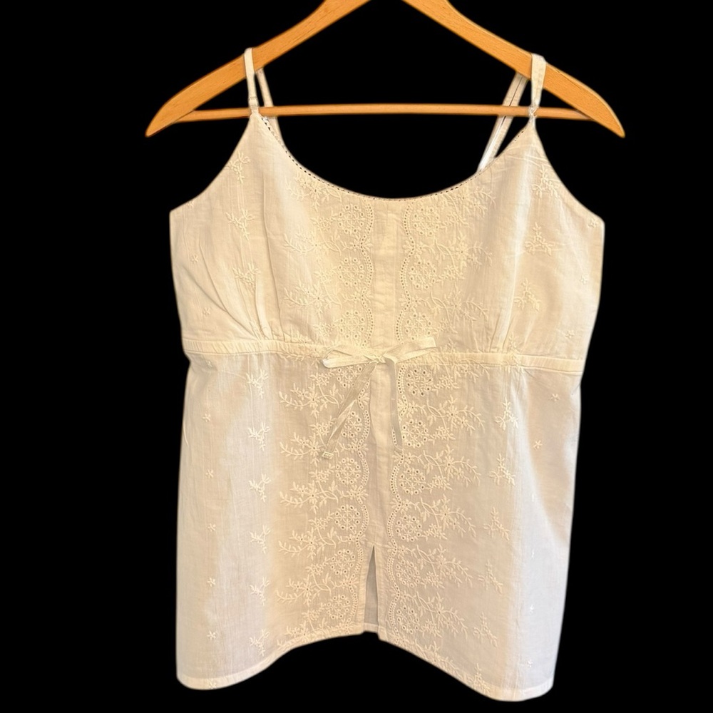 White Embroidered Sleeveless Top